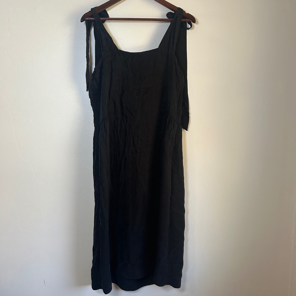 EUC Hatch Midi Dress The Tie Shoulder Size 1 Black Maternity Friendly Adjustable
